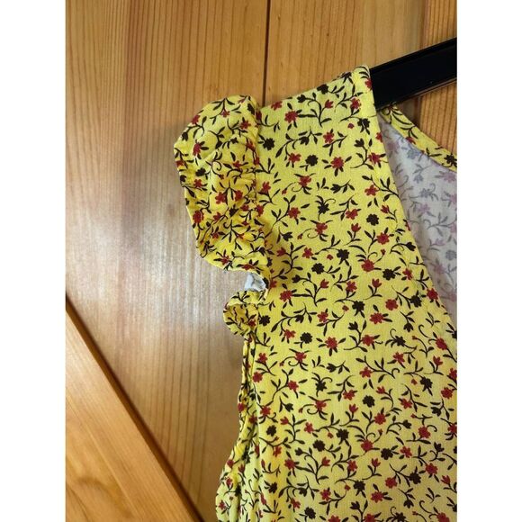 Day to Day Blu Pepper Tiered Short Sundress Yellow Red Brown Size Large (5316) - Picture 6 of 7
